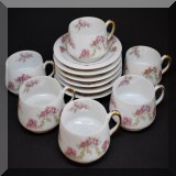 P80. 12 Piece rose pattern Bavarian china tea cups set. Some cracks. - $24 